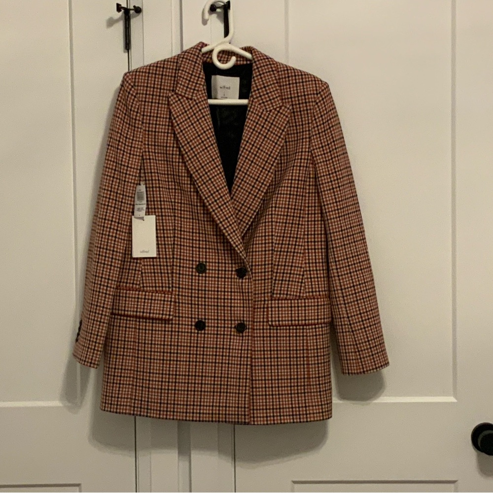 Wilfred Plaid Double-Breasted Blazer From Aritzia